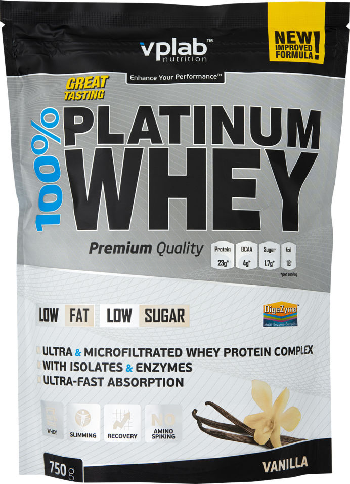 Протеин Vplab 100% Platinum Whey Ваниль 750г