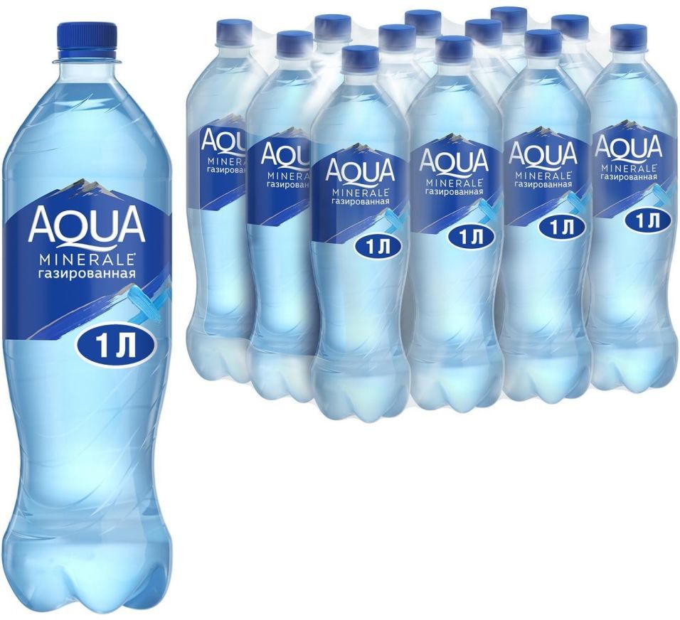 Вода Aqua Minerale питьевая газированная 1л (упаковка 4 шт.)