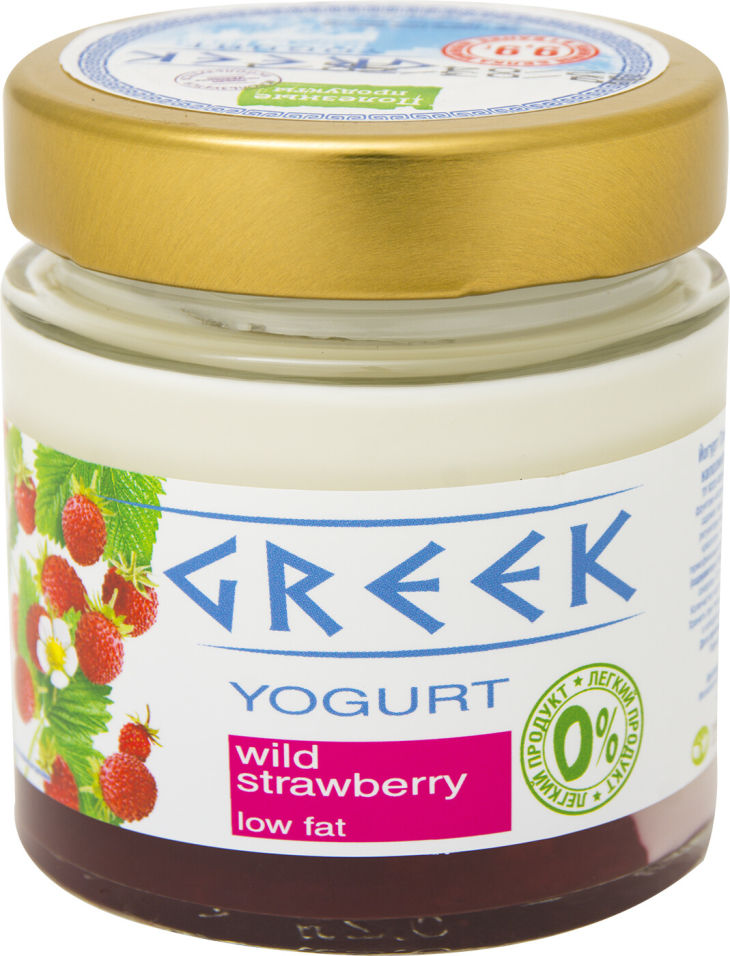 Йогурт Полезные продукты Греческий Земляника 0% 165г