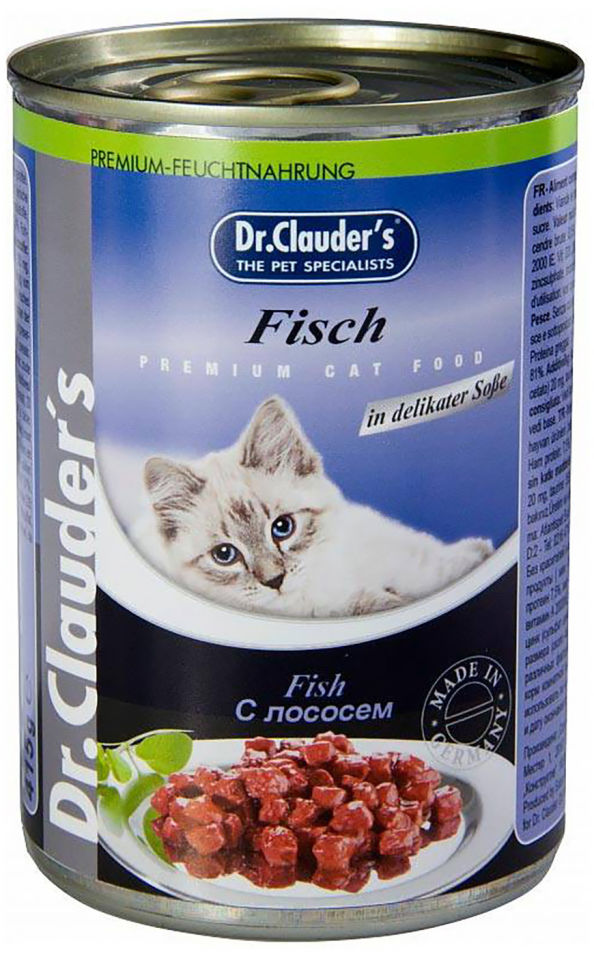 Влажный корм для кошек Dr.Clauders с лососем 415г (упаковка 12 шт.)