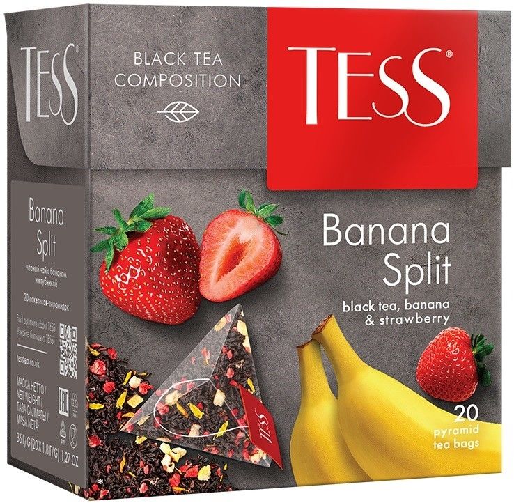 Чай черный Tess Banana Split с ароматом клубники и банана 20 пак