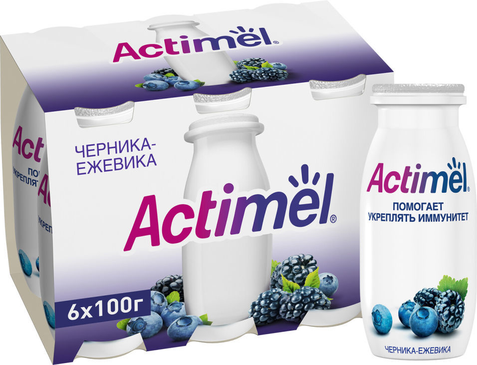 Напиток Actimel Черника-ежевика 2.5% 100мл (упаковка 6 шт.)
