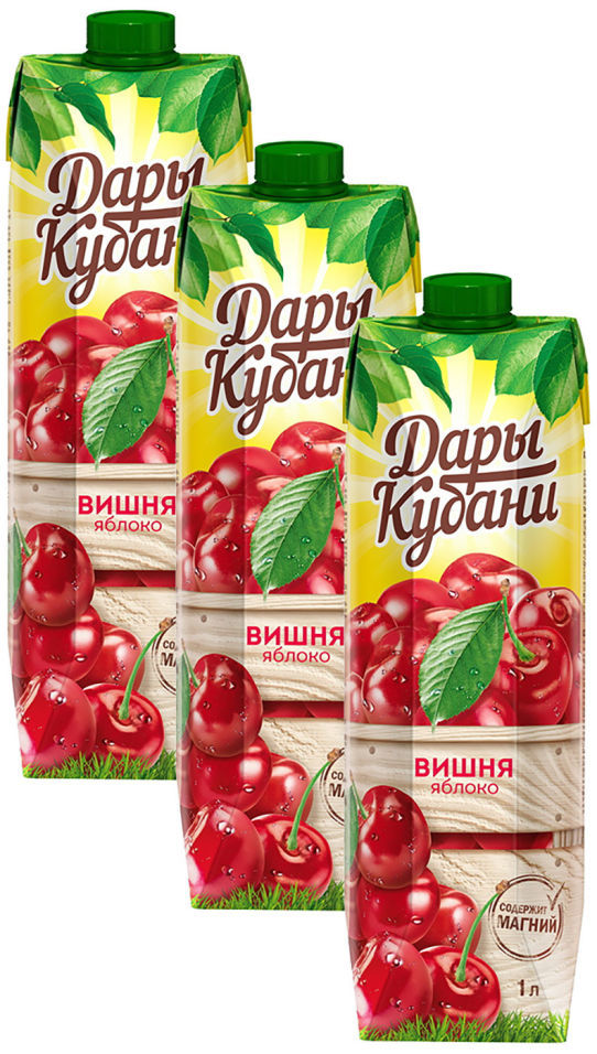 Нектар Дары Кубани Вишня-яблоко 1л (упаковка 3 шт.)