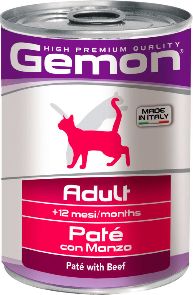 Корм для кошек Gemon Cat паштет говядина 400г (упаковка 6 шт.)