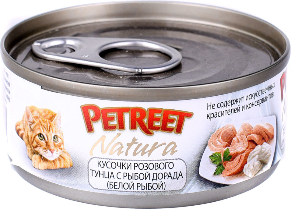 Корм для кошек Petreet Кусочки розового тунца с рыбой дорада 70г (упаковка 12 шт.)