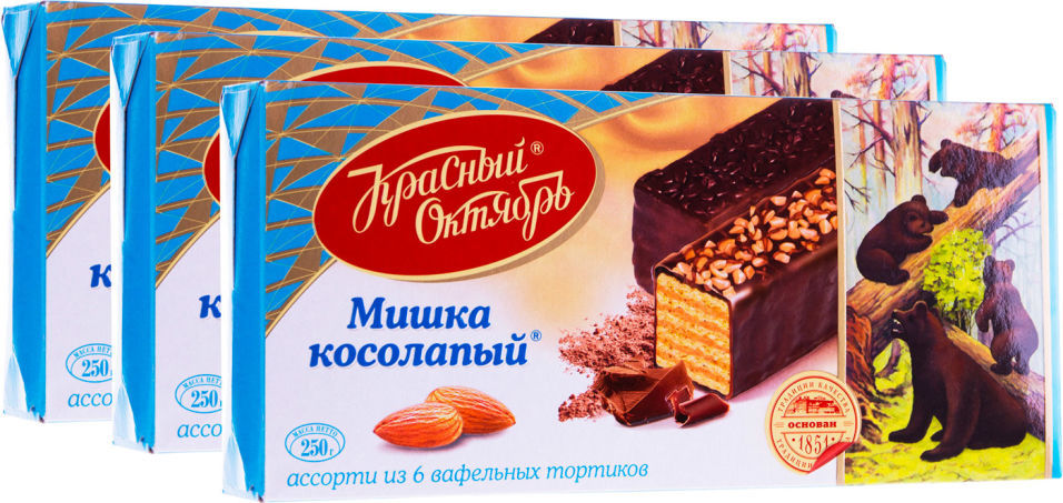 Вафельный торт Красный Октябрь Мишка косолапый 250г (упаковка 3 шт.)