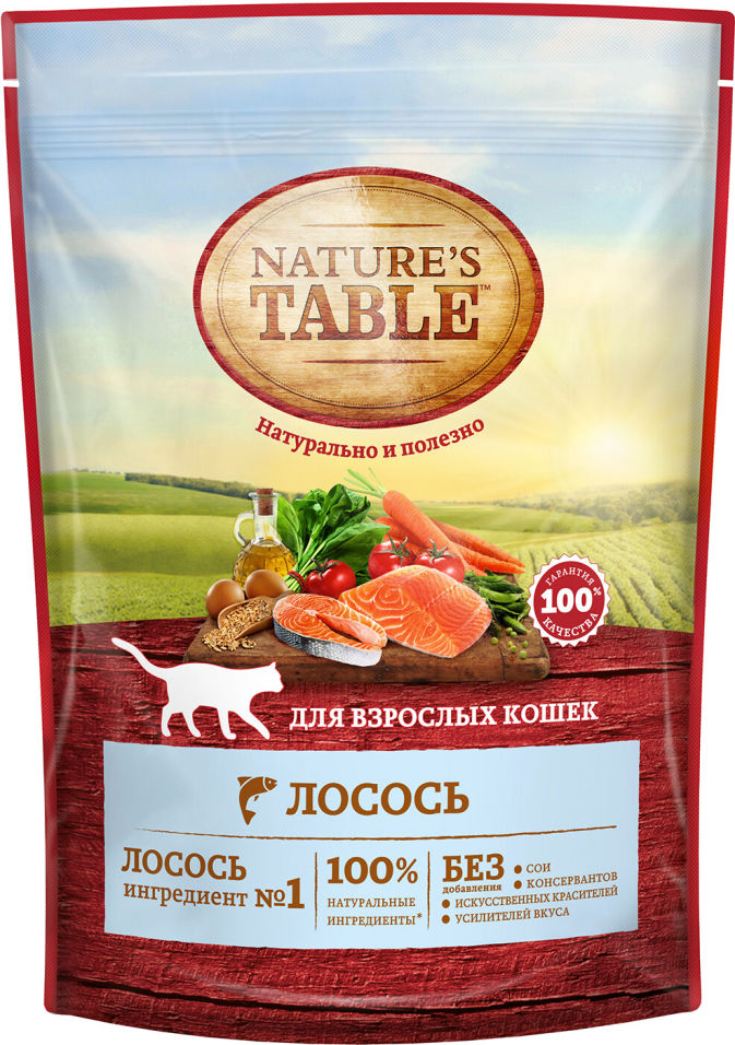 Сухой корм для кошек Natures Table Лосось 190г