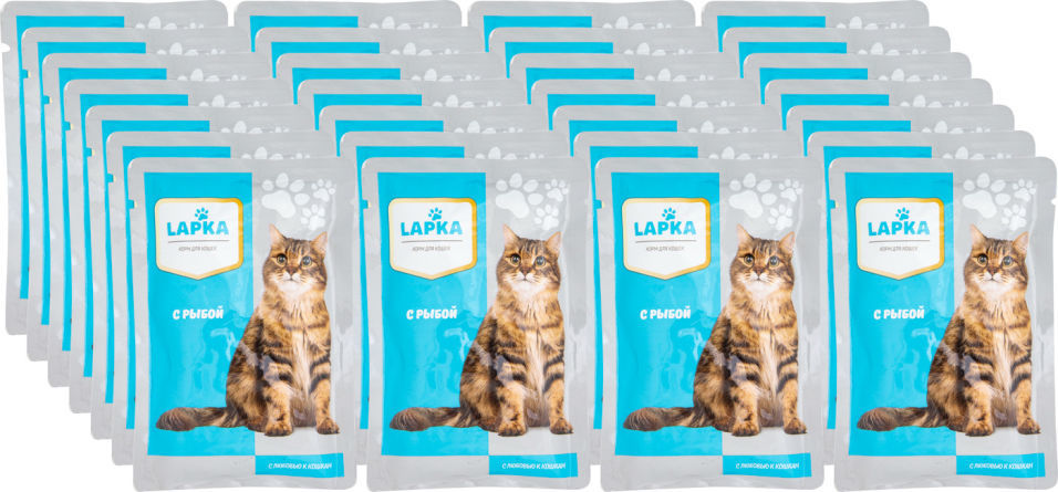 Влажный корм для кошек Lapka с рыбой в соусе 85г (упаковка 28 шт.)