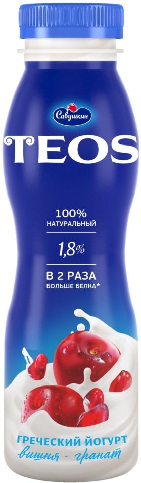 Йогурт питьевой Teos Греческий Вишня-Гранат 1.8% 300г