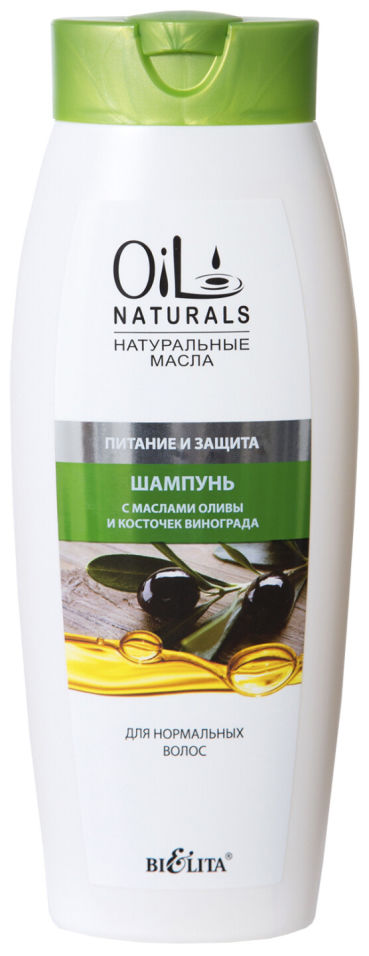 Шампунь для волос BiElita Oil Naturals Питание и защита с маслами Оливы и Косточек винограда 430мл