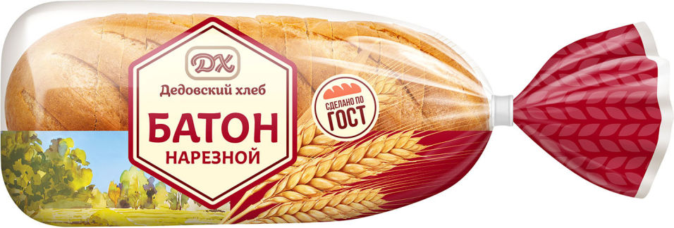 Батон Дедовский Хлеб Нарезной нарезка 400г