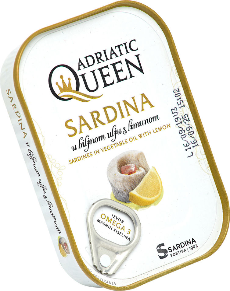 Сардины Adriatic Queen в растительном масле с лимоном 105г