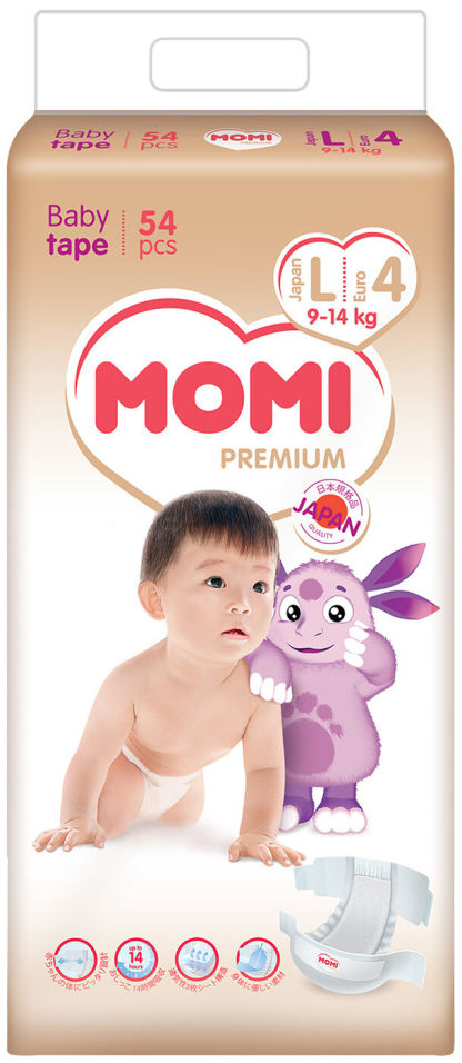 Подгузники Momi Premium L №4 9-14кг 54шт