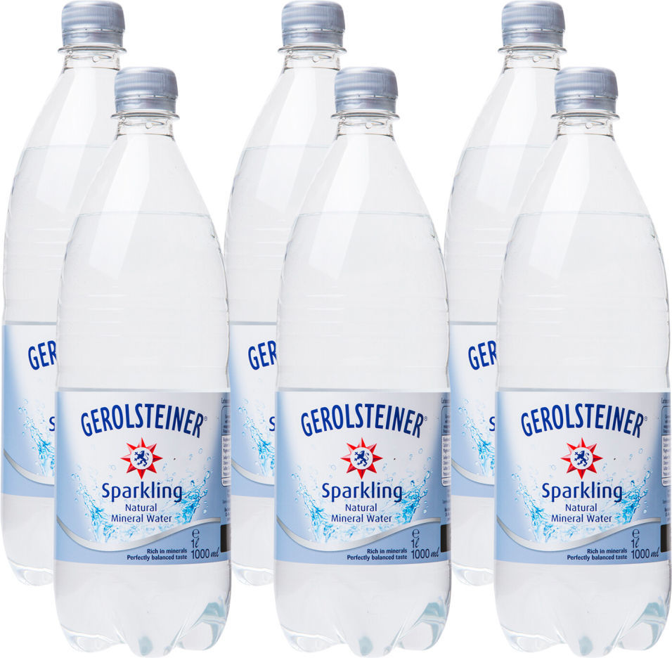 Вода Gerolsteiner минеральная лечебно-столовая газированная 1л (упаковка 6 шт.)