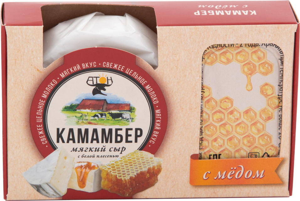 Сыр Атон Камамбер с белой плесенью и медом 50% 100г