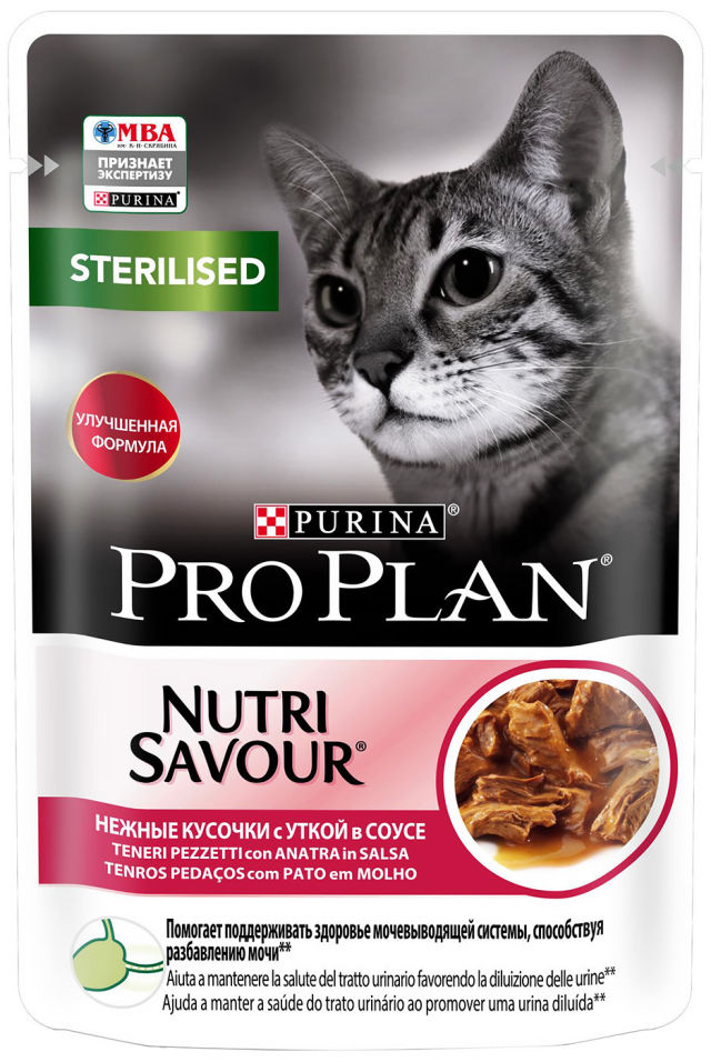 Корм для кошек Pro Plan Nutri Savour Sterilised с уткой в соусе 85г