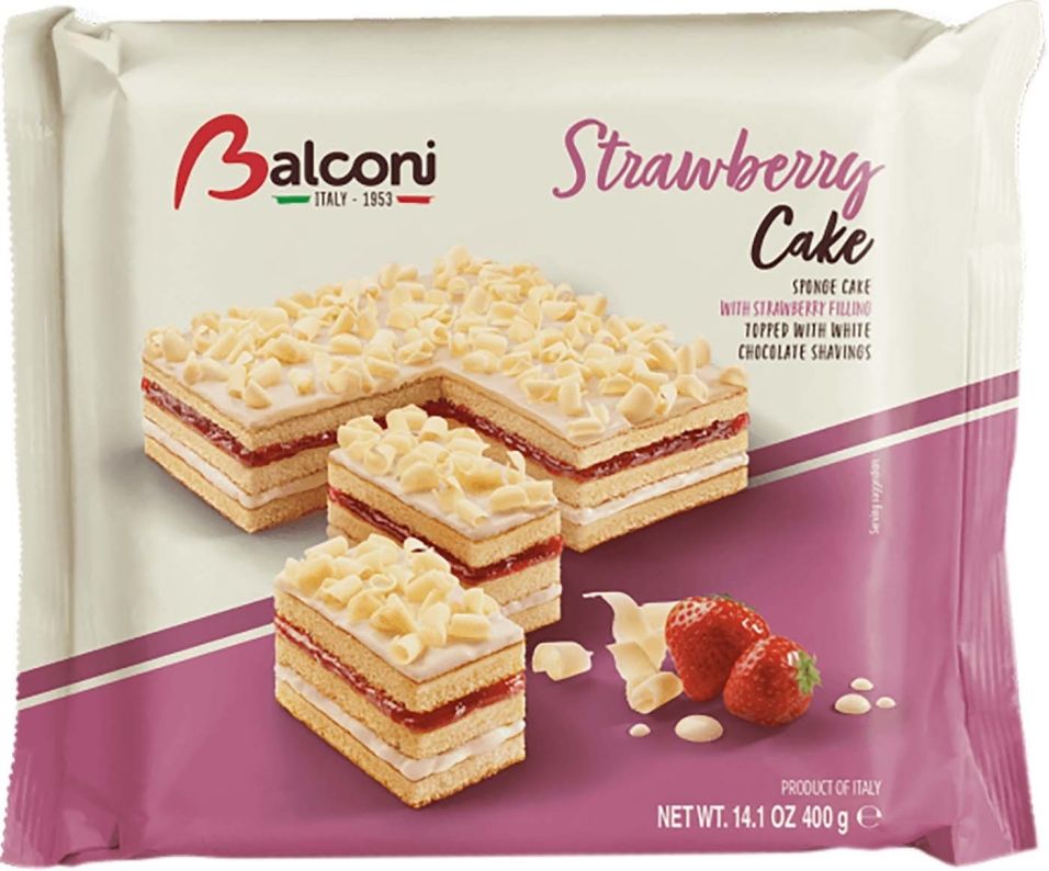 Торт Balconi Бисквитный клубничный 400г