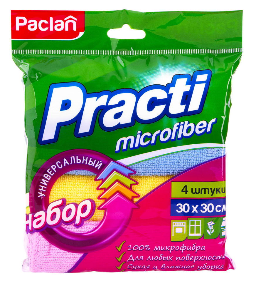 Набор салфеток Paclan Microfiber Универсальный 30*30см 4шт