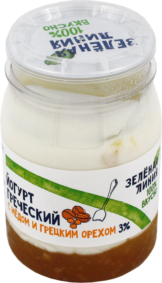 Йогурт Зеленая линия Греческий с медом и грецким орехом 3% 190г