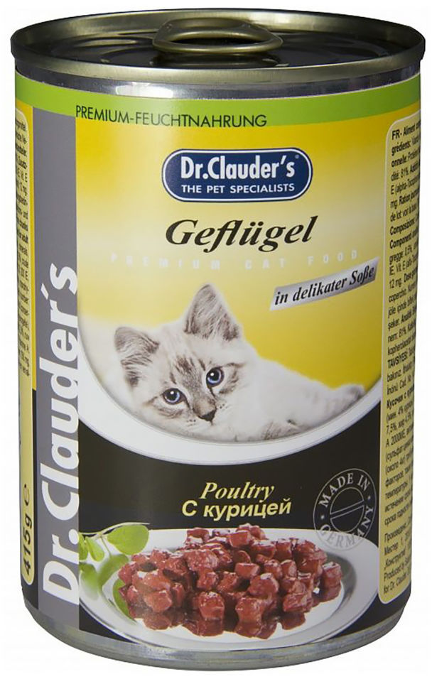 Влажный корм для кошек Dr.Clauders с курицей 415г (упаковка 12 шт.)