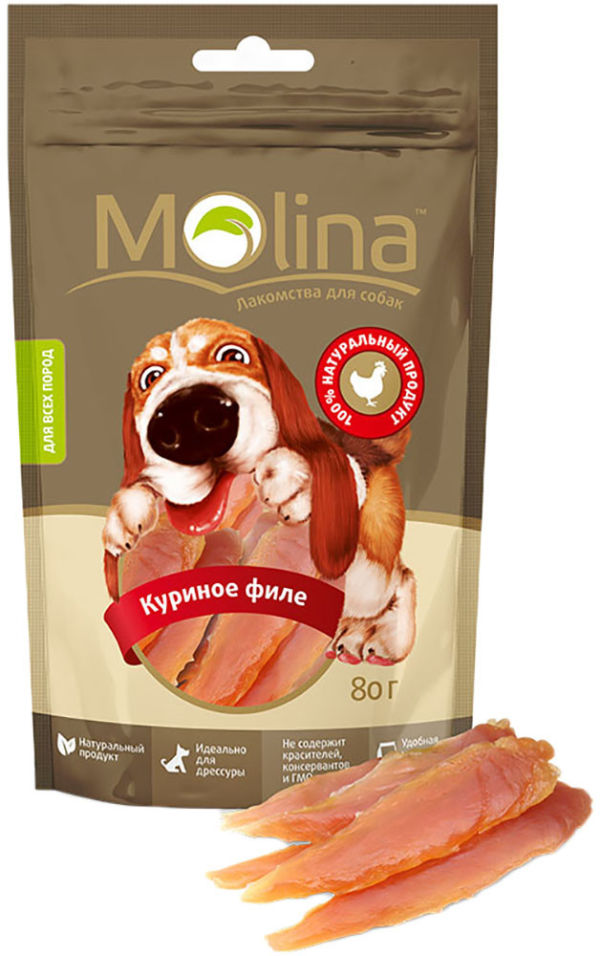 Лакомство для собак Molina Куриное филе 80г (упаковка 3 шт.)