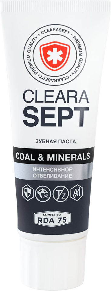 Зубная паста ClearaSept Coal&Minerals Интенсивное отбеливание 75мл