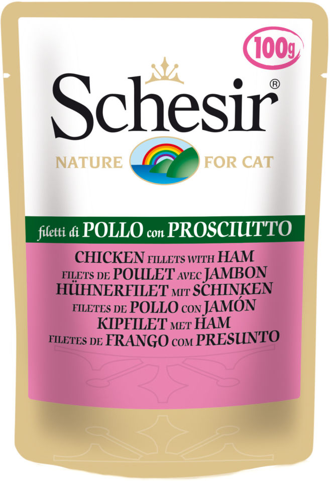 Корм для кошек Schesir Куриное филе с ветчиной 100г Корм для кошек Schesir Куриное филе с ветчиной 100г