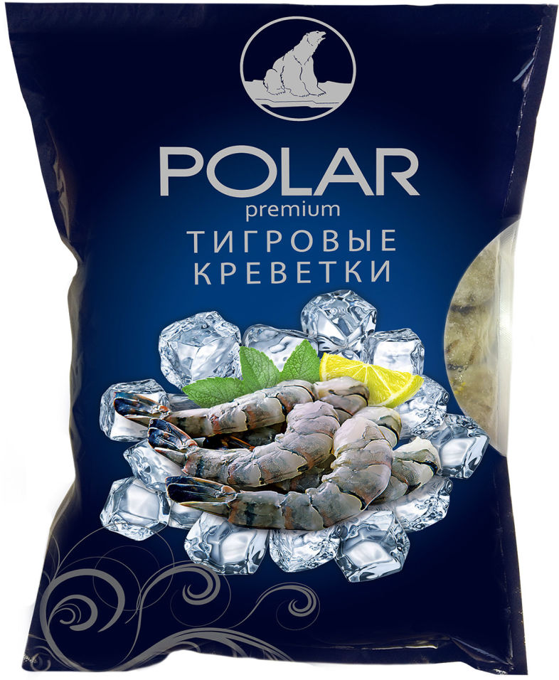 Креветки Polar 31/40 Тигровые сыромороженые без головы 1кг
