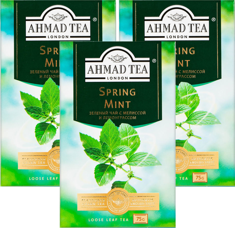 Чай зеленый Ahmad Tea Spring Mint 75г (упаковка 3 шт.)