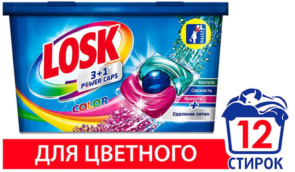 Капсулы для стирки Losk Power Caps Color 12шт