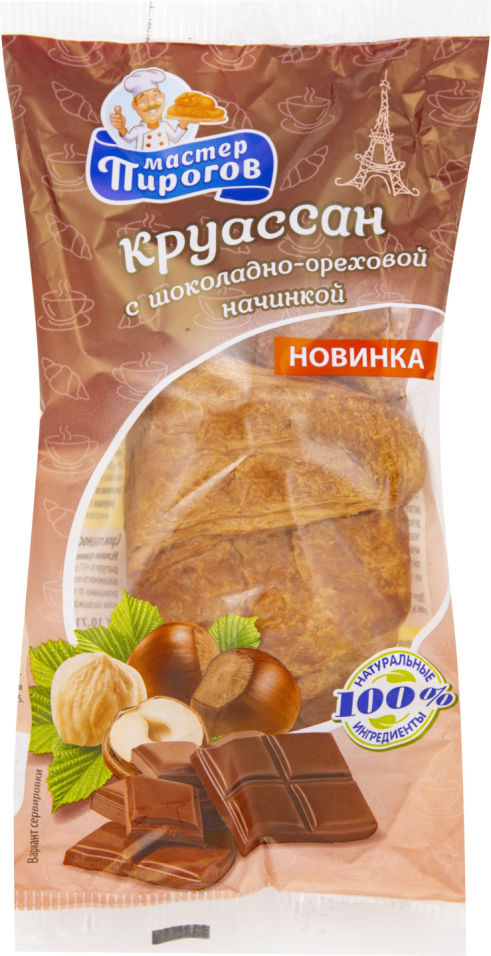 Круассан Мастер Пирогов с шоколадно-ореховой начинкой 80г