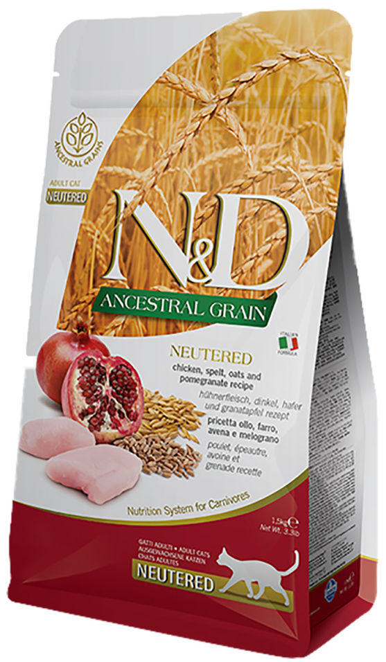 Корм для кошек Farmina N&D Low Grain Neutered для стерилизованных и кастрированных Курица с гранатом 5кг Корм для кошек Farmina N&D Low Grain Neutered для стерилизованных и кастрированных Курица с гранатом 5кг