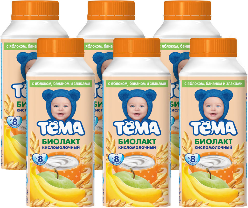 Биолакт Тема Яблоко банан злаки 3% 206г (упаковка 6 шт.)