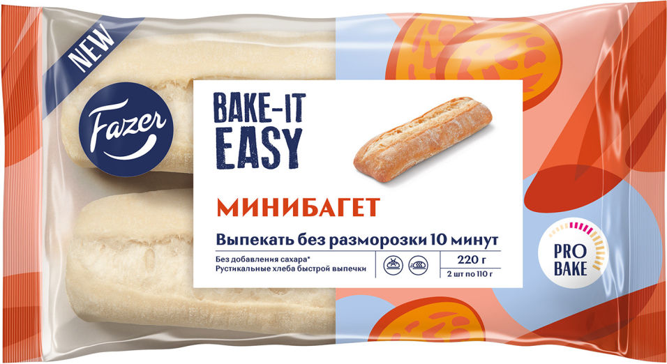 Минибагет Fazer Bake-It Easy для выпечки замороженный 2шт*110г