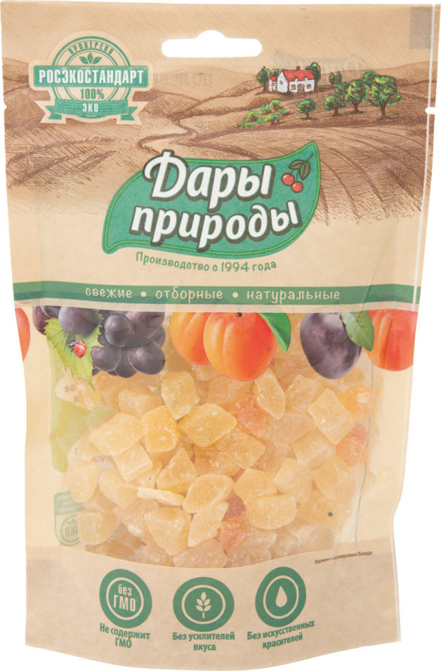 Цукаты Дары природы Ананас и папайя сушеные 150г