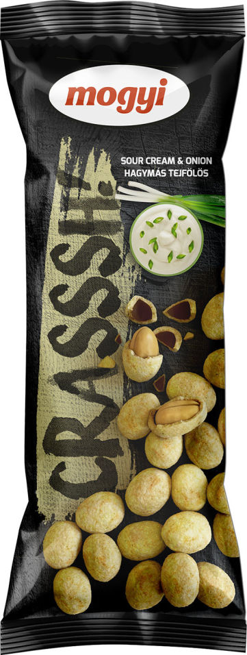 Арахис Mogyi Crasssh! в хрустящей оболочке со вкусом Лука и Сметаны 60г