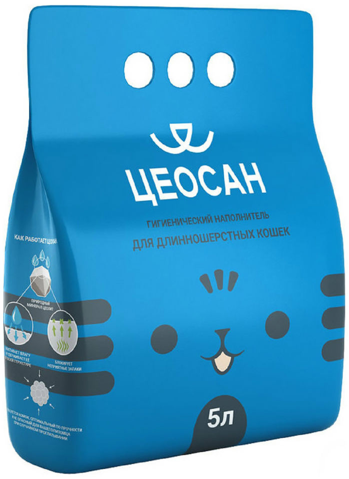 Наполнитель для кошачьего туалета Цеосан для длинношерстных кошек 5л