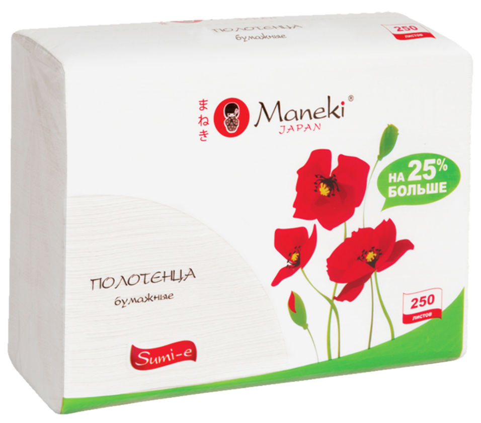 Полотенца бумажные Maneki Sumi-e для диспенсера Z-сложения 23х23см 250шт