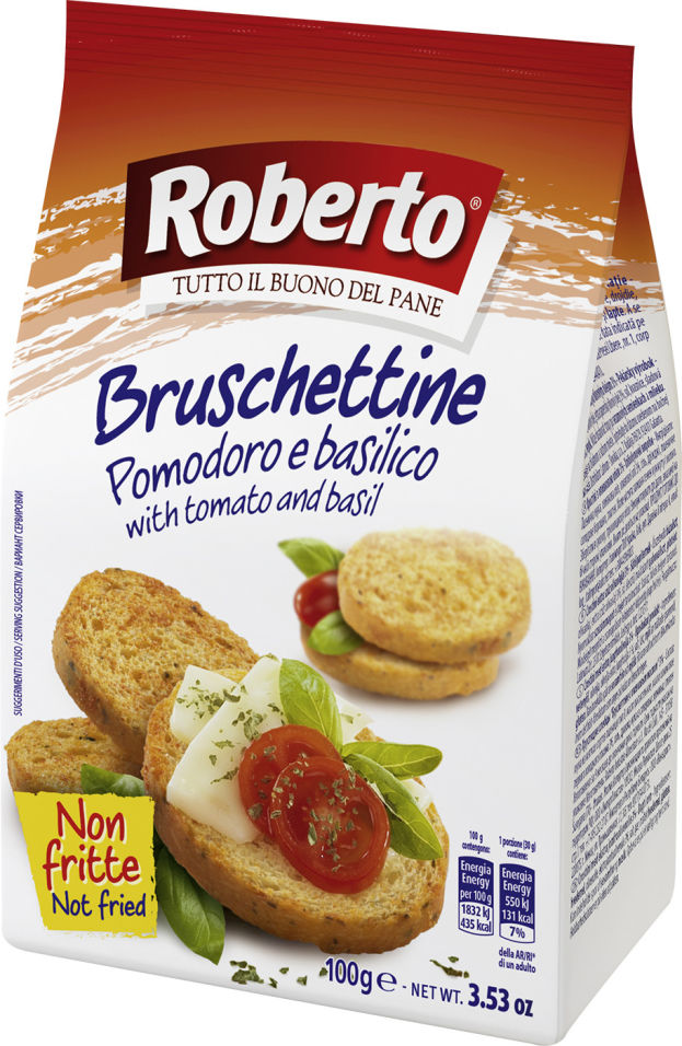 Хлебцы Roberto Брускеттине хрустящие со вкусом томатов и базилика 100г
