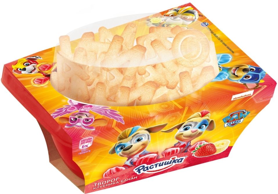 Творог детский Растишка Клубника-Банан с печеньем 3.5% 108г