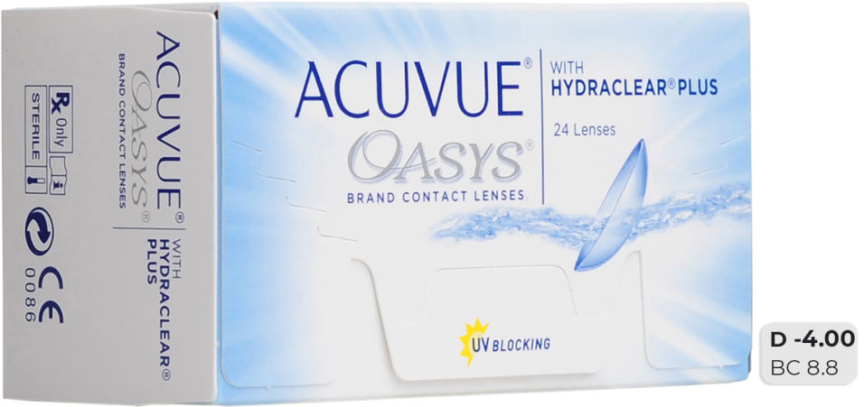 Отзывы о Контактные линзы Acuvue Oasys Hydraclear Plus Двухнедельные -4/14.3/8.8 24шт Отзывы о Контактные линзы Acuvue Oasys Hydraclear Plus Двухнедельные -4/14.3/8.8 24шт
