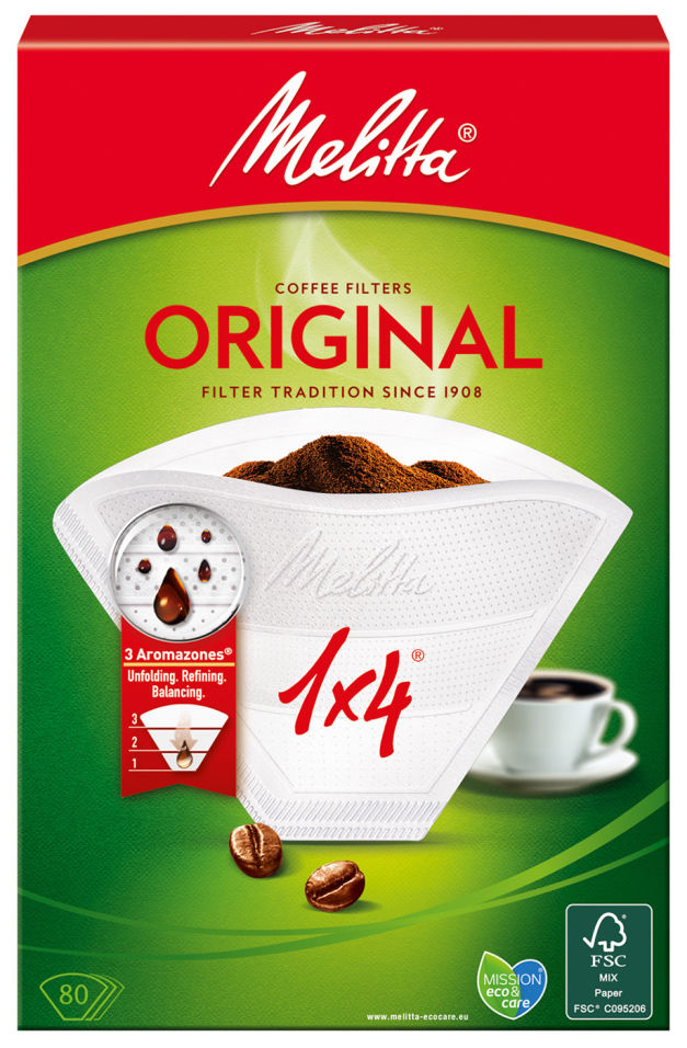 Фильтр-пакеты Melitta Original для заваривания кофе 1*4 80шт