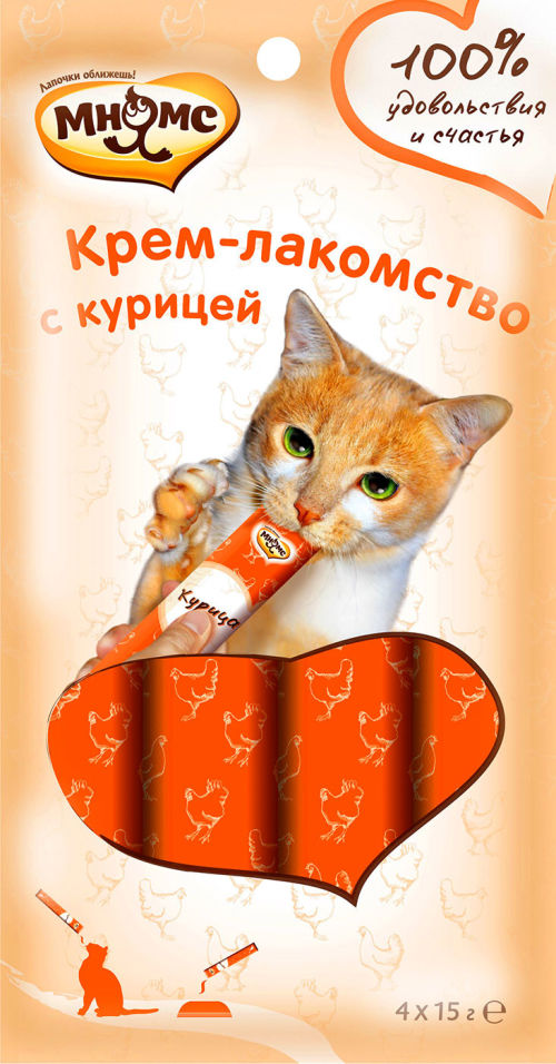 Крем-лакомство для кошек Мнямс с курицей 15г*4шт Крем-лакомство для кошек Мнямс с курицей 15г*4шт
