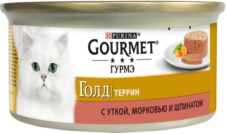 Корм для кошек Gourmet Gold с уткой морковью и шпинатом по-французски 85г Корм для кошек Gourmet Gold с уткой морковью и шпинатом по-французски 85г