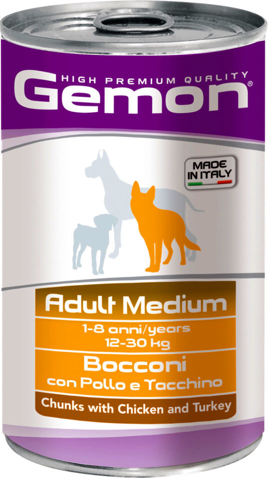 Корм для собак Gemon Dog Medium для средних пород кусочки курицы с индейкой 1.25кг Корм для собак Gemon Dog Medium для средних пород кусочки курицы с индейкой 1.25кг