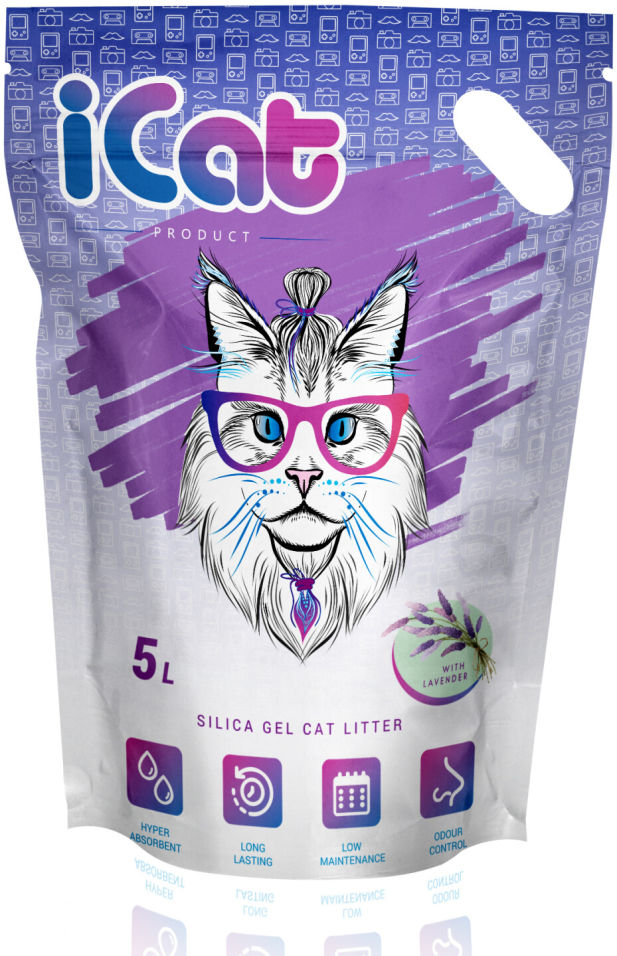 Наполнитель iCat Lavander силикагелевый 5л Наполнитель iCat Lavander силикагелевый 5л