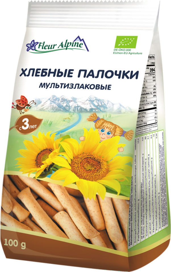 Палочки Fleur Alpine Organic хлебные Мультизлаковые с 3 лет 100г