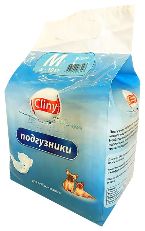 Подгузники для животных Cliny M 5-10 кг 9шт
