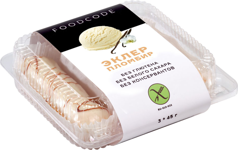 Эклер FOODCODE с начинкой Пломбир 45г*3шт