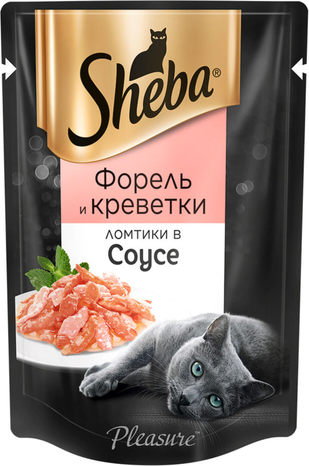 Корм для кошек Sheba Pleasure Ломтики с форелью и креветками в соусе 85г Корм для кошек Sheba Pleasure Ломтики с форелью и креветками в соусе 85г